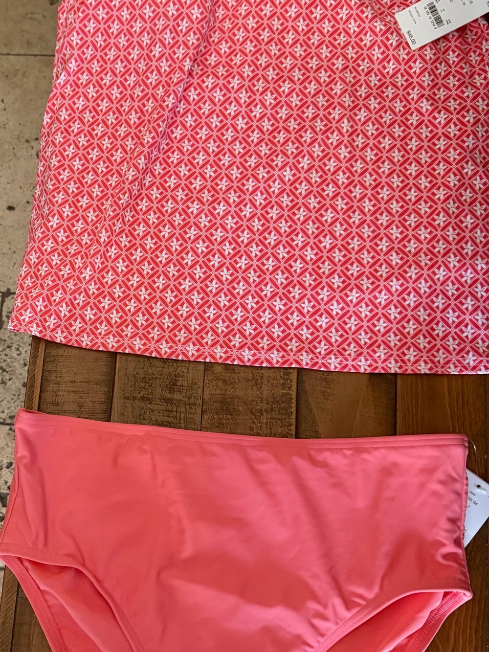Target Women's Pink Printed Tankini Top and Solid Pink Bikini Bottoms
